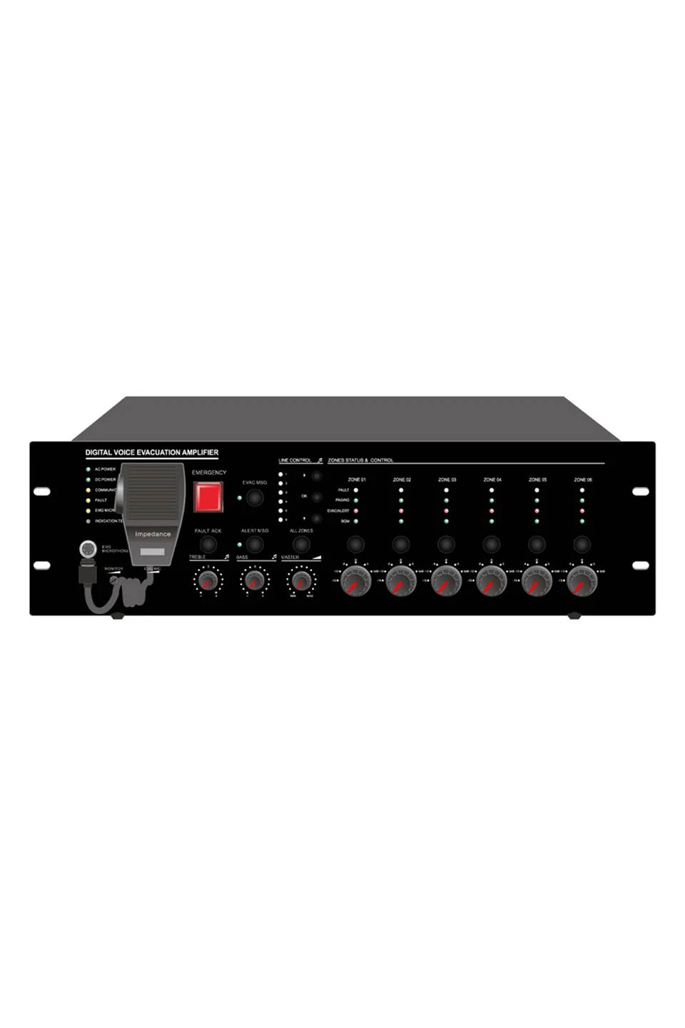 Decon DA-EVAC480 8 Zone EVAC Controller, built-in 500W class-D amplifier