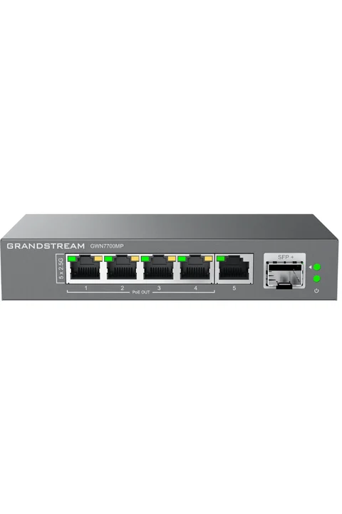 Grandstream GWN7700MP 5 Multi-Gigabit RJ45 100/1000/2500Mbps, 1 Gigabit veya 10-Gigabit SFP+ Fiber, 57 Watt Poe