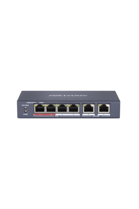 Hikvision DS-3E0106P-E/M 4 Port Fast Ethernet Yönetilemeyen POE Switch