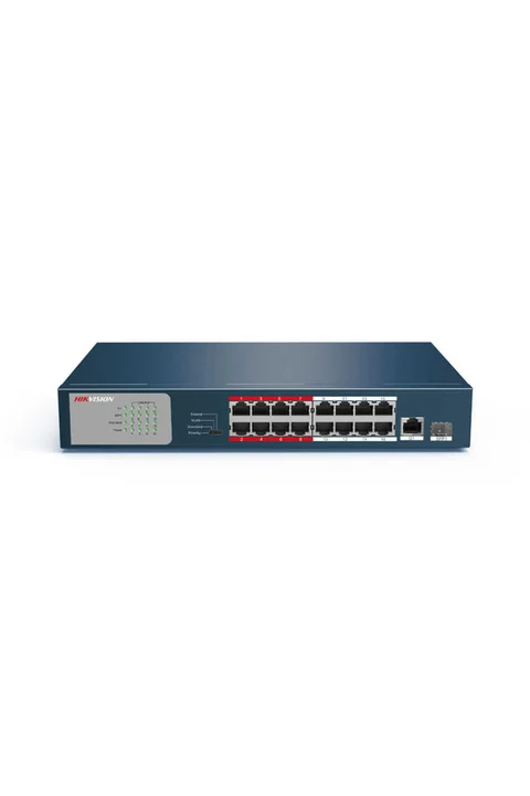 Hikvision DS-3E0318P-E/M 16 Ports PoE, 1 Port GB Uplink, 1 Port SFP Yönetilmez Poe Switch