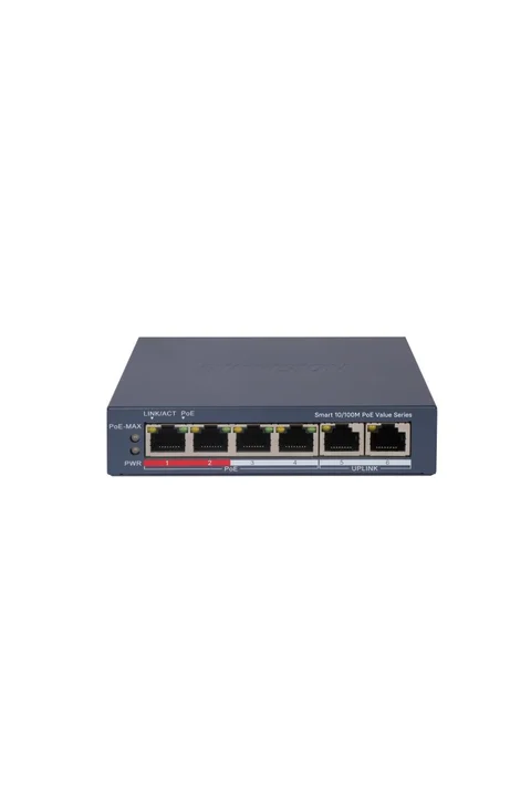Hikvision DS-3E1106P-EI/M 4 Port Fast Ethernet Akıllı POE Switch