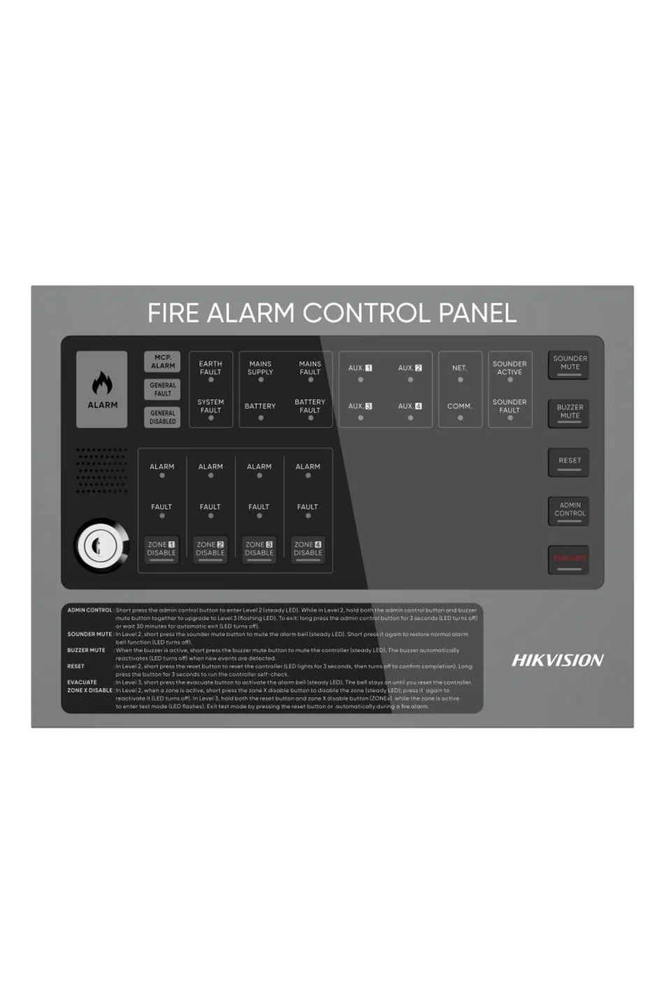 Hikvision HF-C104 4 Bölge Konvansiyonel Yangın Alarm Paneli