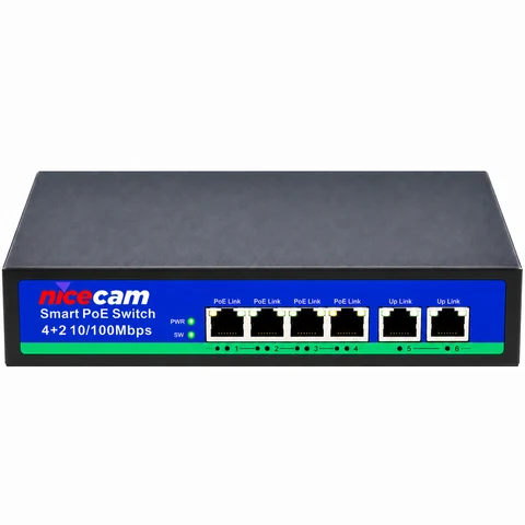 Nicecam NC-404 4 Port PoE, 2 Port Gigabit Uplink Switch
