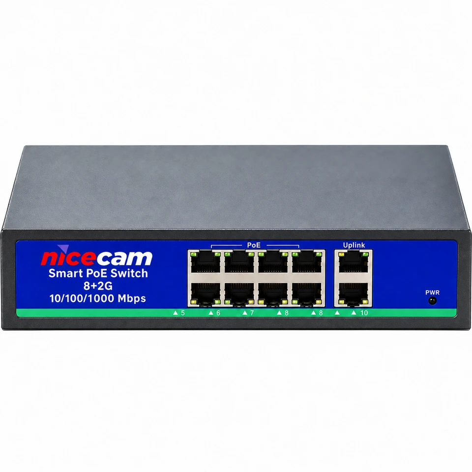 Nicecam NC-408 8 Port PoE, 2 Port Gigabit Uplink Switch