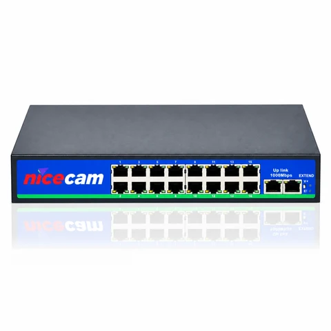 Nicecam NC-416 16 Port PoE, 2 Port Gigabit Uplink Switch