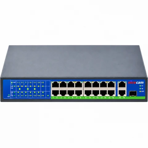 Nicecam NC-F416 16 Port PoE, 2 Port Gigabit Uplink, 1 SFP Switch