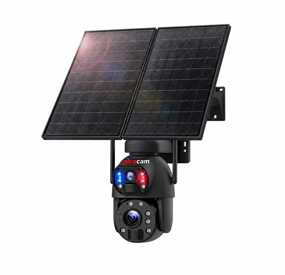 Nicecam NC-S436 6MP 36X Zoom Alarm Işıklı 2 Kameralı Solar PTZ 4G Sim Kartlı Kamera