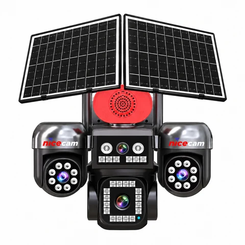 Nicecam NC-S446 4 Kameralı Sim Kartlı 3 TELEFON KONTROLLÜ AOV Çift Güneş Panelli Solar 12MP eSİM PTZ Kamera