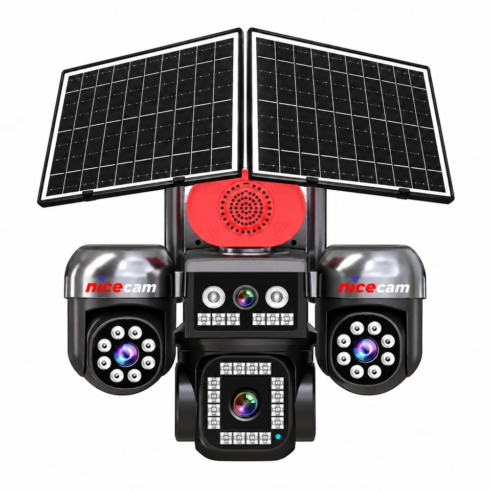 Nicecam NC-S446 4 Kameralı Sim Kartlı 3 TELEFON KONTROLLÜ AOV Çift Güneş Panelli Solar 12MP eSİM PTZ Kamera