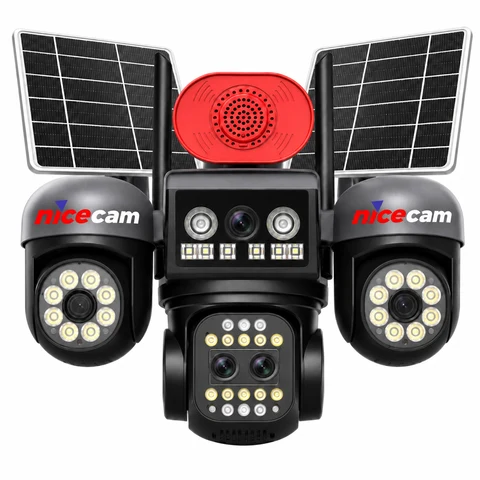 Nicecam NC-S448 4 Kameralı 3PTZ 18X ZOOM Sim Kartlı AOV Çift Güneş Panelli Solar 12MP eSİM PTZ Kamera