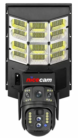 Nicecam NC-SL400X 4MP 2 Kameralı 10X Optik Zoom 4G Sim Kartlı Solar Panelli Sokak Lambası