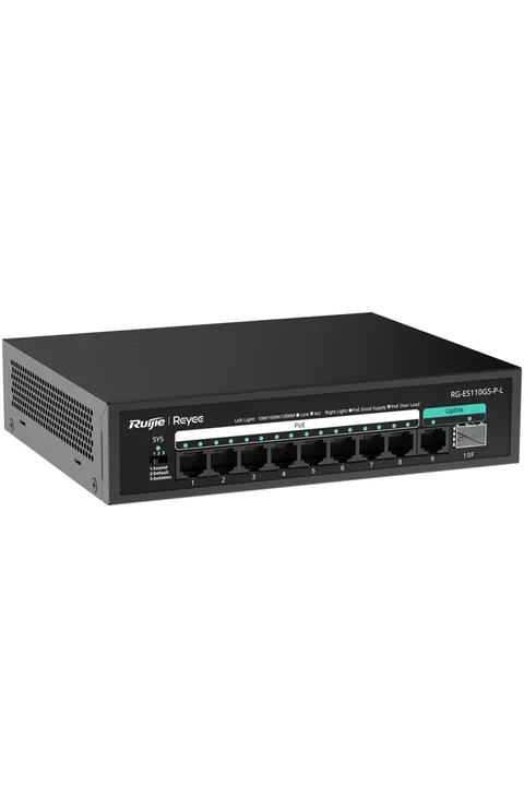 Reyee RG-ES110GS-P-L 8 Port GB PoE, 1 Port GB Uplink, 1 Port SFP Yönetilmez Poe Switch