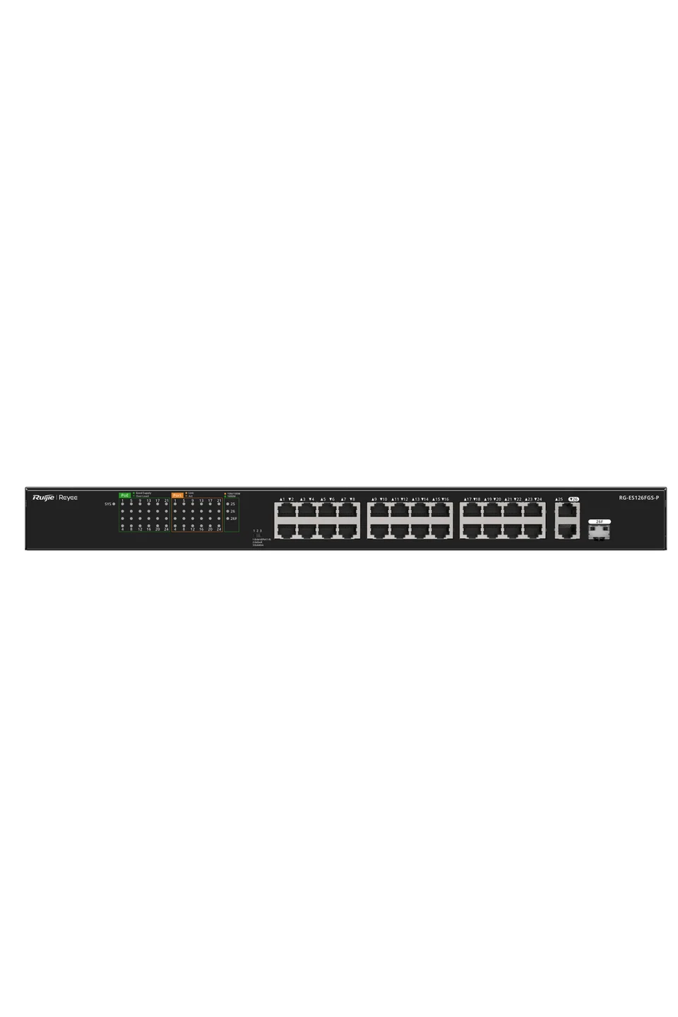 Reyee RG-ES126FGS-P 24 Port 100Mbps PoE, 1 Port GB RJ45/1 SFP Combo Uplink Ports Yönetilmez PoE Switch