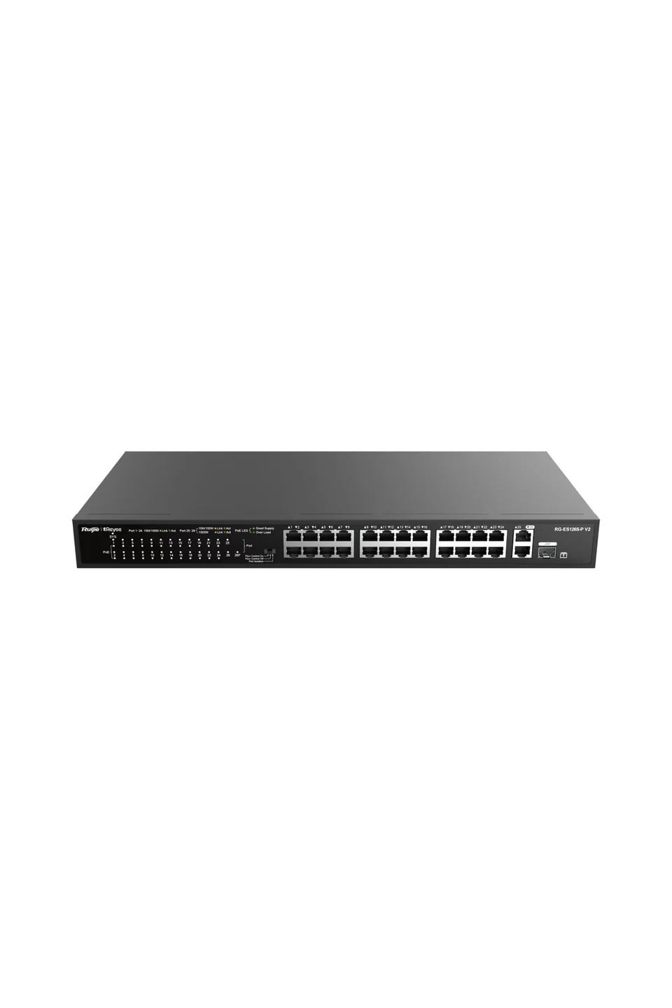 Reyee RG-ES126S-P 24 Port 100Mbps PoE, 2 Port GB RJ45/1 SFP Combo Uplink Ports Yönetilmez PoE Switch