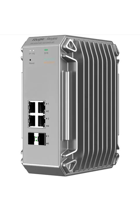Reyee RG-NIS3100-4GT2SFP-HP 4 Port Gigabit PoE+, 2 SFP Uplink Port Yönetilebilir Endüstriyel Switch