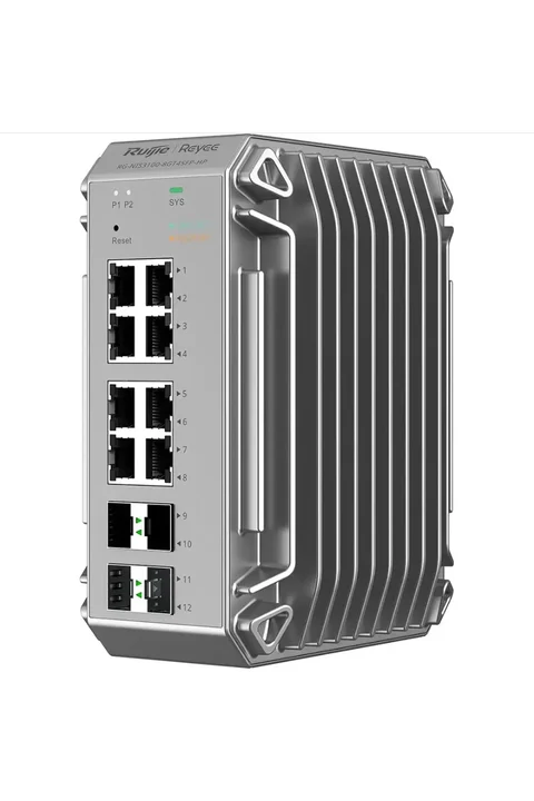 Reyee RG-NIS3100-8GT4SFP-HP 8 Port Gigabit PoE+, 4 SFP Uplink Port Yönetilebilir Endüstriyel Switch