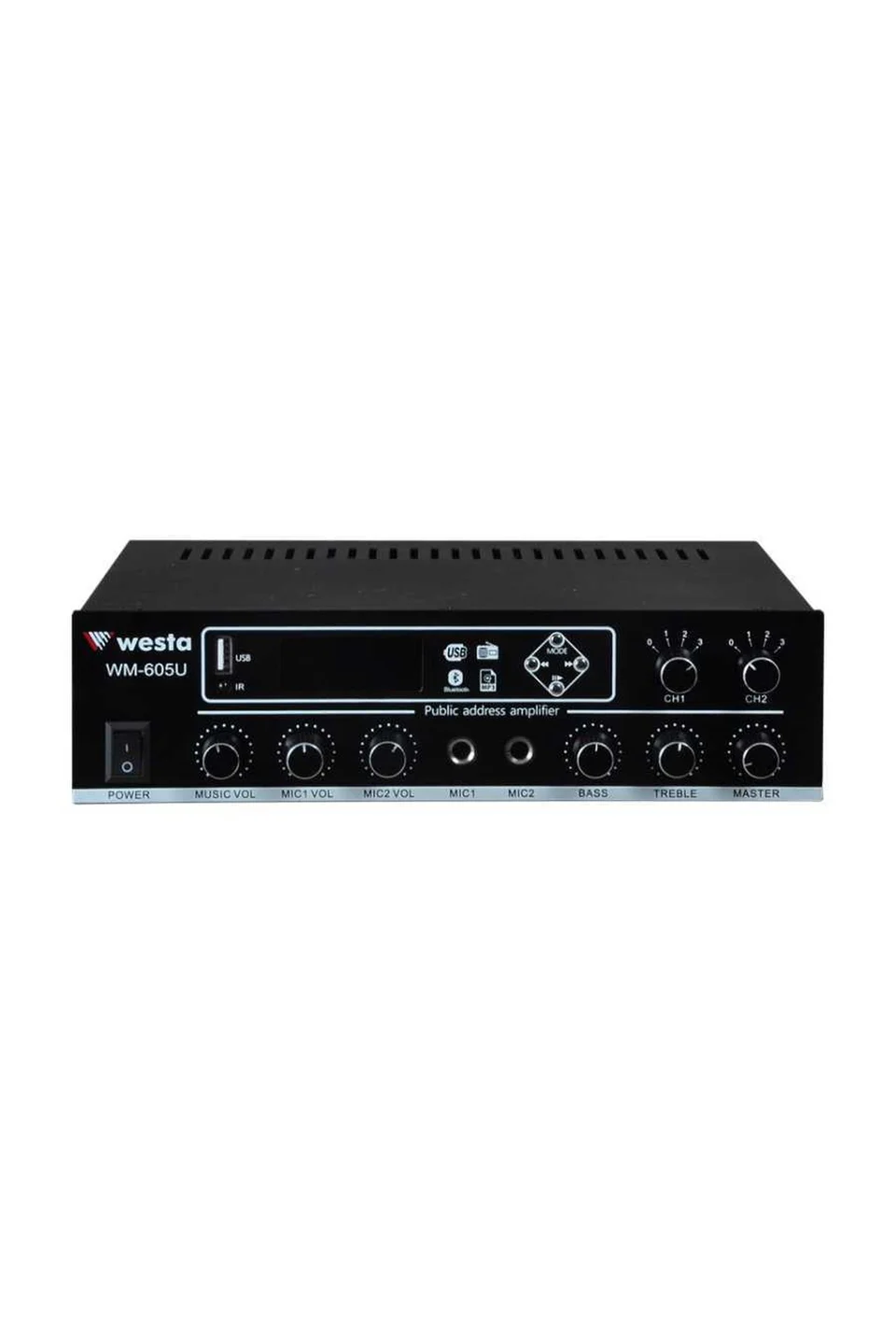 Westa WM-605U 100 Watt 2 Bölge USB/MP3/Bluetooth Hat Trafolu LCD Ekran Mikser Amplifier