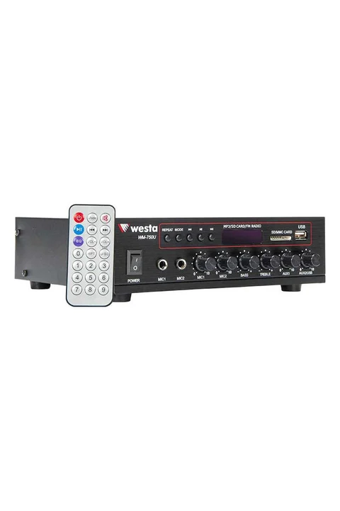 Westa WM-750U 80 Watt USB/MP3 Okuyuculu Hat Trafolu LCD Ekran Mikser Amplifier