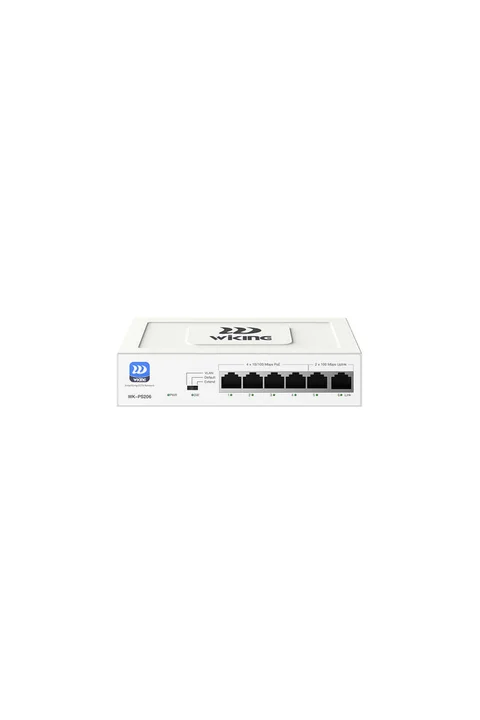 Wiking WK-PS206 4 Port 100Mbps PoE, 2 Port 100Mbps Uplink Port Yönetilmez PoE Switch