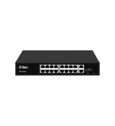 TTEC 19300PG-1SFP 16 Port 10/100 Mbps PoE+ Unmanaged Switch – 2 Gigabit Uplink + 1 Gigabit SFP, 300 W PoE resmi