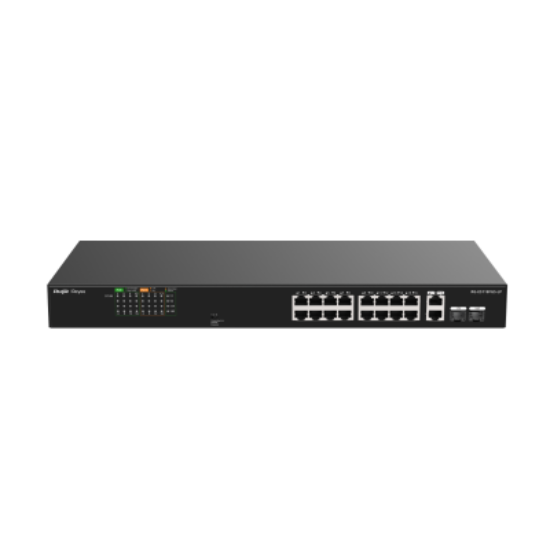 Ruijie Reyee RG-ES118FGS-LP 18 Port PoE+ Unmanaged Switch – 16× PoE+ & 2× Gigabit Uplink, 120 W PoE resmi