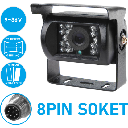 Nicecam NC112P8P 700 TVLine Analog Gece Görüşlü 4 Pin Geri Görüş Araç Kamerası (8 Pin Çeviricili) resmi