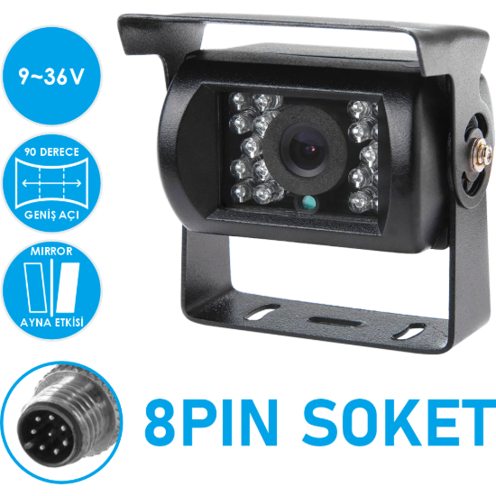 Nicecam NC112P8P 700 TVLine Analog Gece Görüşlü 4 Pin Geri Görüş Araç Kamerası (8 Pin Çeviricili) resmi