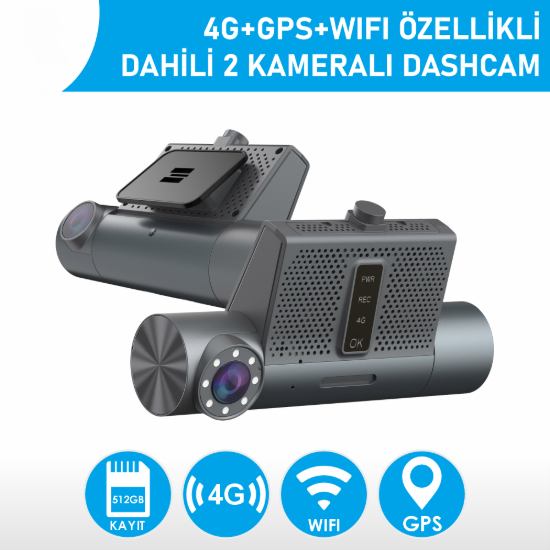 Nicecam NC330GW 4G GPS WiFi Özellikli 2 Kameralı Dashcam Araç Kayıt Cihazı resmi