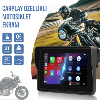 Nicecam NC400CP Apple CarPlay ve Android Auto Özellikli Motosiklet Ekranı resmi