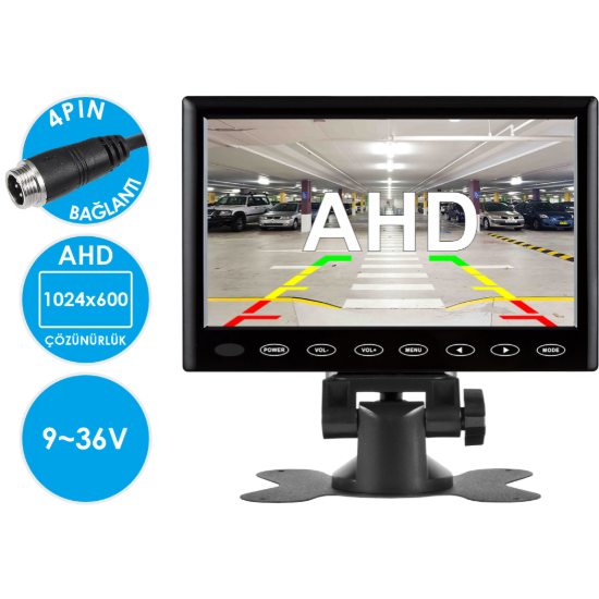 Nicecam NC-M900AP Çift Video Girişli Dokunmatik Tuşlu İnce Tasarım 4 Pin AHD 9 Inch Araç Monitörü resmi