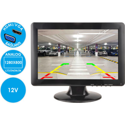 Nicecam NC-M1250 HDMI VGA RCA BNC Video Girişli 12 Inch Araç Monitörü resmi