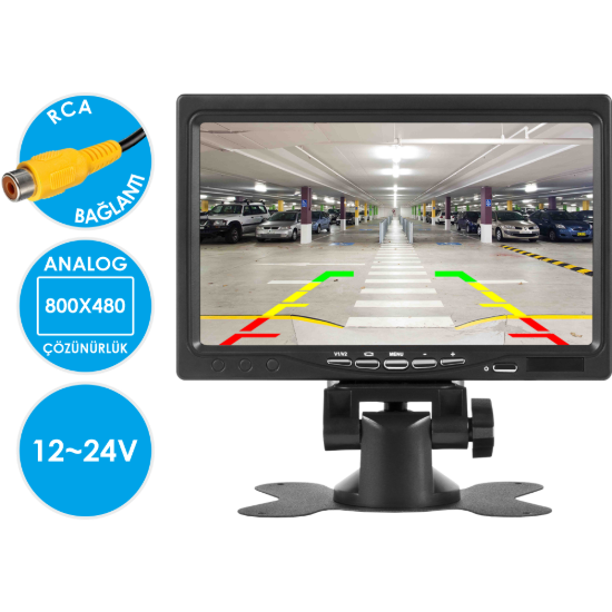 Nicecam NC-M500 Çift Video Girişli Güneşlik ve Gömme Aparatlı Analog 7 Inch Araç Monitörü resmi