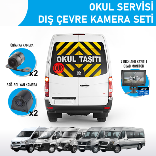 Nicecam NC-SS611 1 MP 4 Kameralı Kayıtlı Monitörlü Okul Servisi Kamera Seti resmi