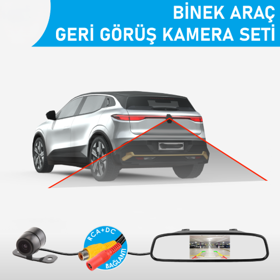 Nicecam NC-BAS400D 4.3″ Dikiz Aynası Monitörlü Binek Araç Geri Görüş Kamera Seti resmi