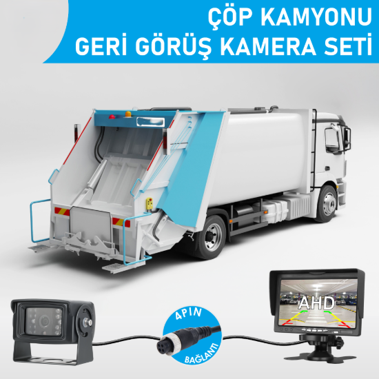 Nicecam NC-CKS520P 7″ Monitörlü 4-Pin AHD Geri Görüş Çöp Kamyonu Kamera Seti resmi