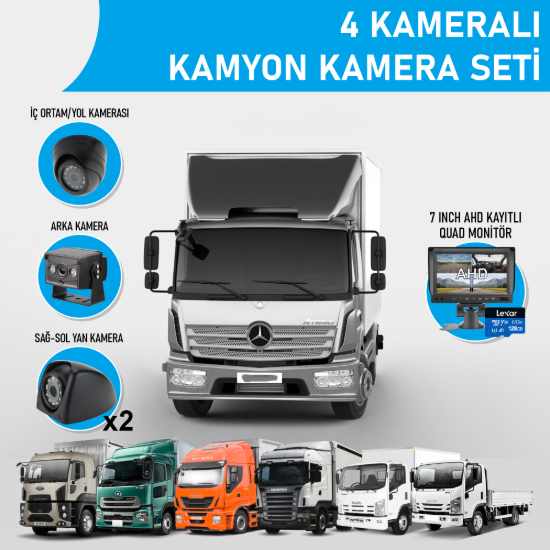 Nicecam NC-KS911EKO 2 Megapiksel 4 Kameralı Kayıtlı Monitörlü Kamyon/Tır Kamera Seti resmi