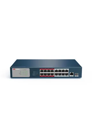 Hikvision DS-3E0318P-E/M 16 Ports PoE, 1 Port GB Uplink, 1 Port SFP Yönetilmez Poe Switch