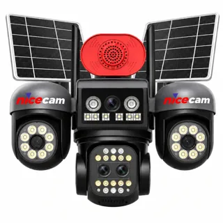 Nicecam NC-S448 4 Kameralı 3PTZ 18X ZOOM Sim Kartlı AOV Çift Güneş Panelli Solar 12MP eSİM PTZ Kamera